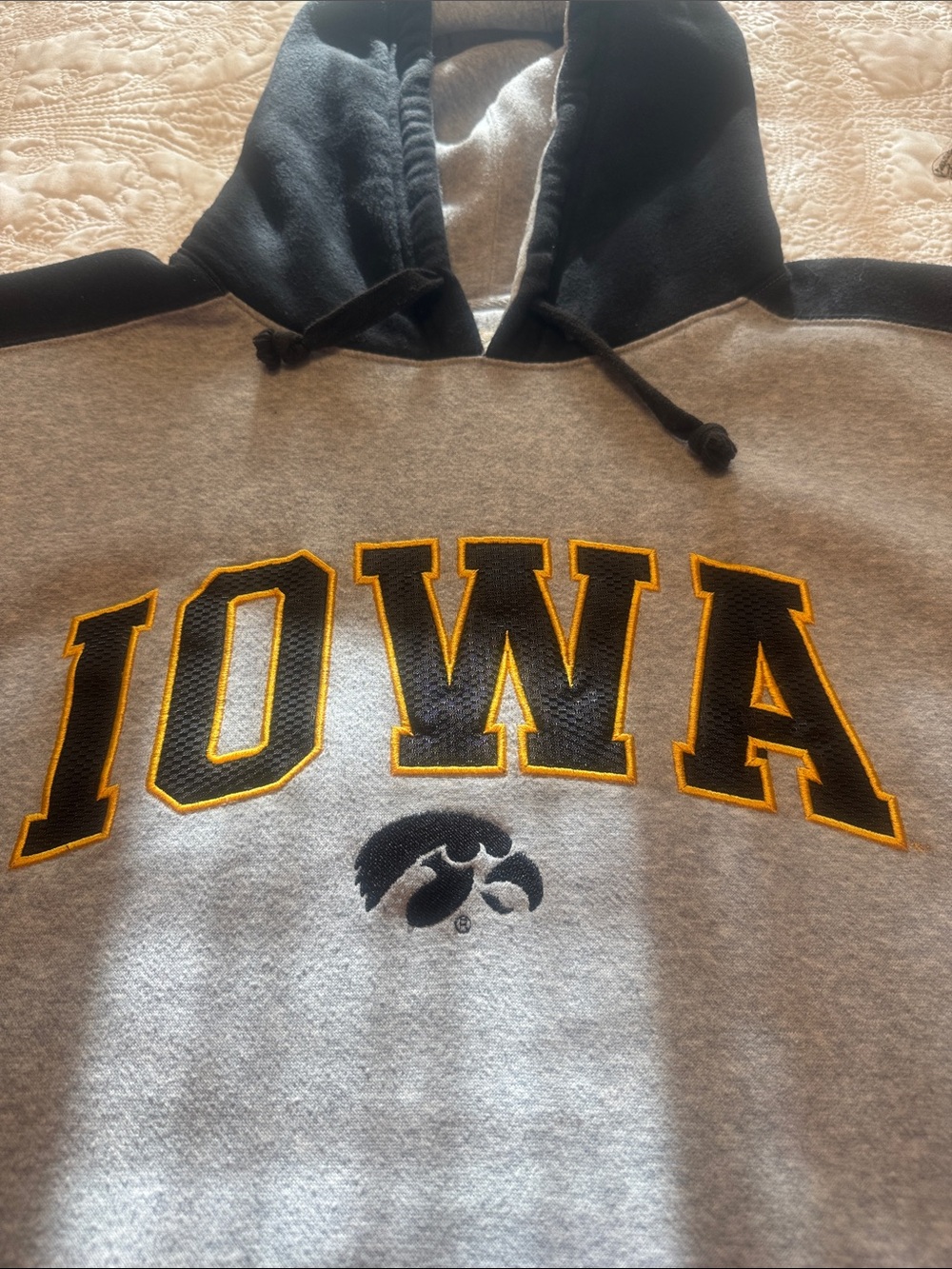 Iowa Hawkeyes Hoodie Sweatshirt - Gray with Black Sleeves